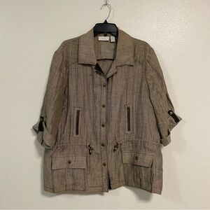 Chico’s Jacket Women’s Size 3/ Large Metallic Bronze Safari style Jacket